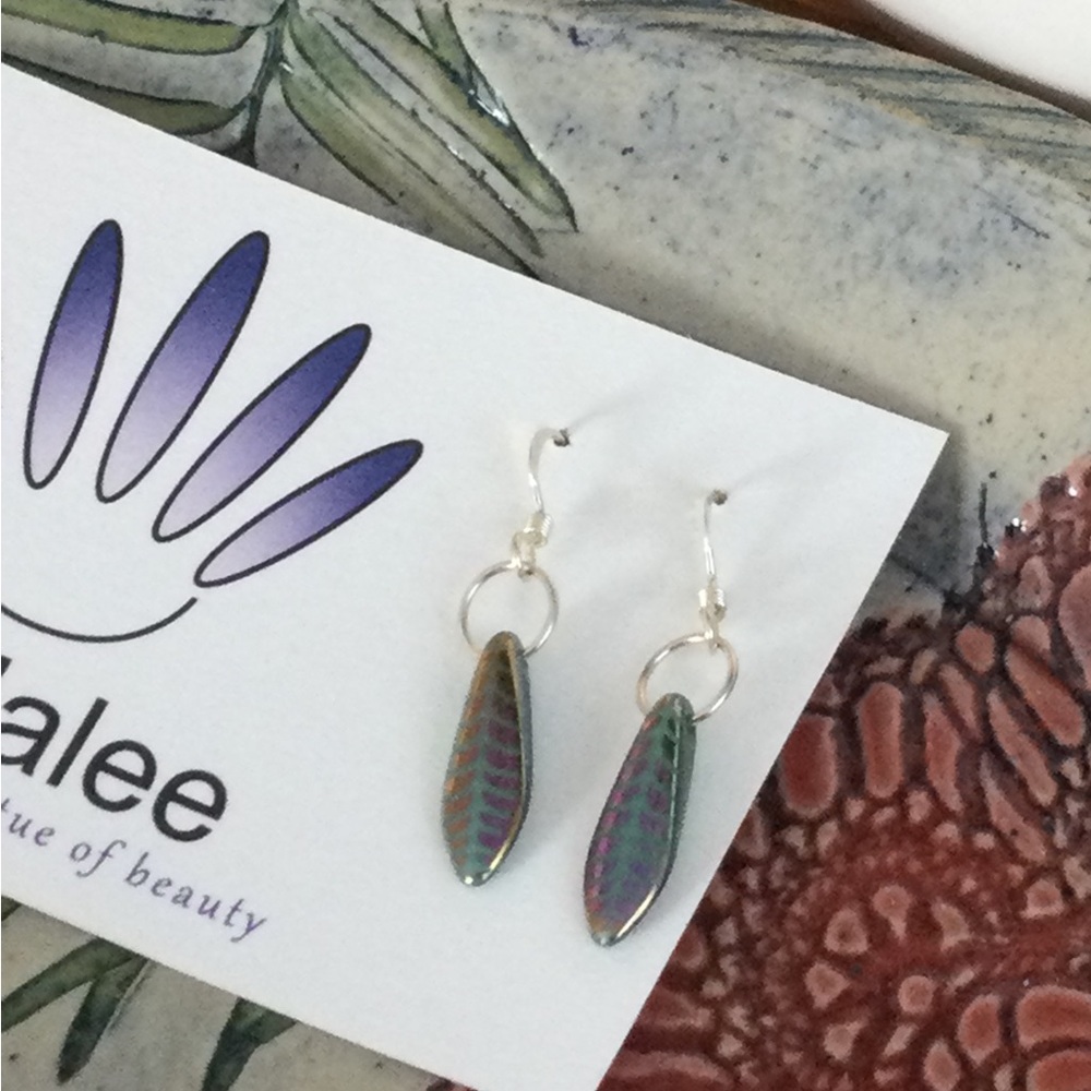 PRICE DROP! NWT Handmade Czech Glass Bead Leaf Earrings